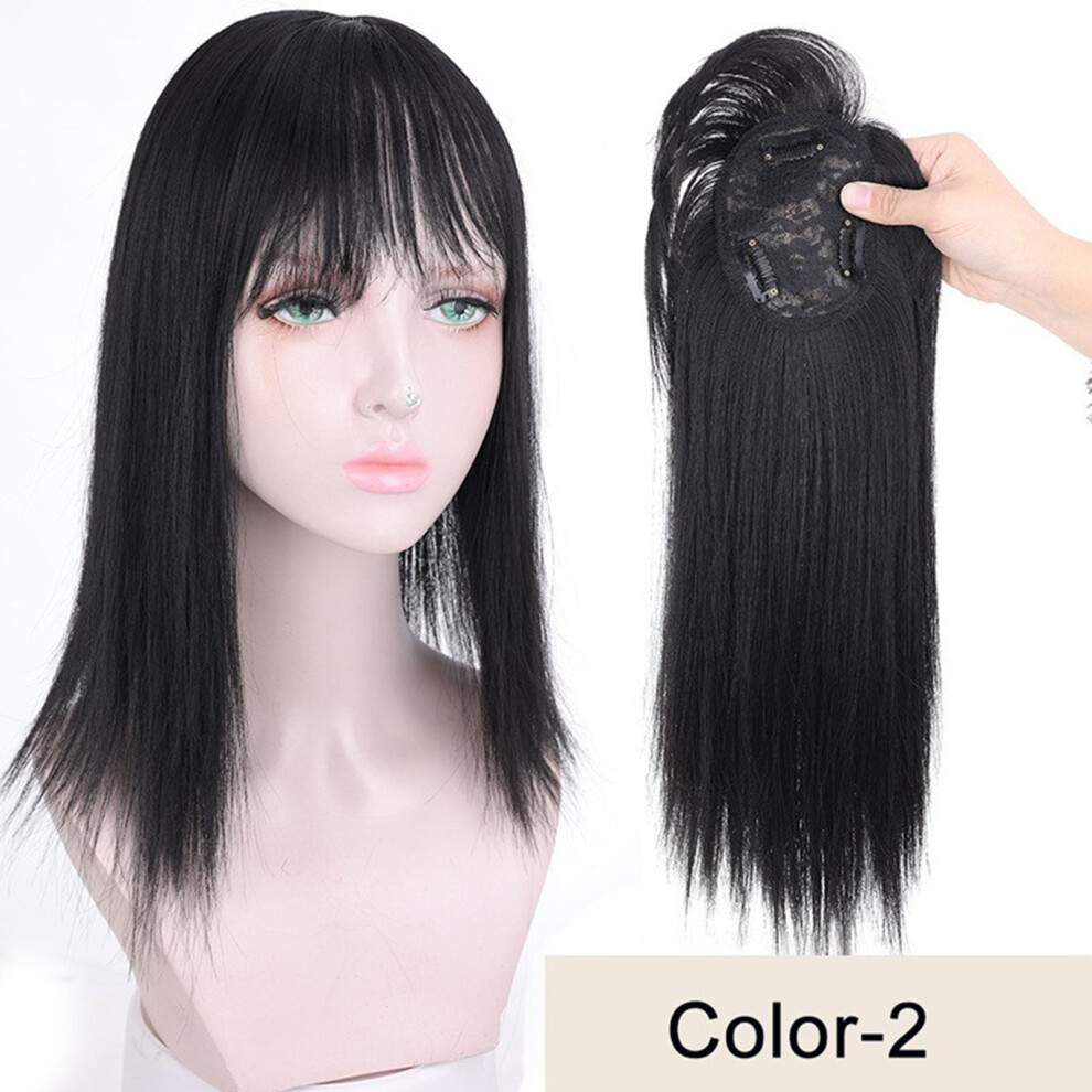 Hue-Grain (Natural Black, 25Cm) Straight Black Wig With Bangs For Halloween & Party