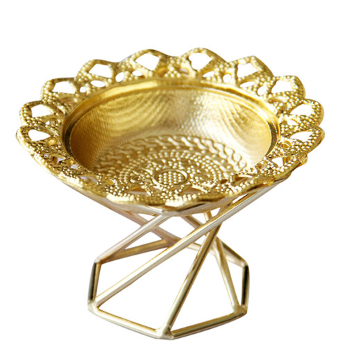 Castiçal de metal dourado com base alta – 1 peça
