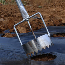 Stainless Steel Mulch Film Hole Puncher with Ergonomic NoBend Design, Adjustable Bulb Planter and Sod Remover