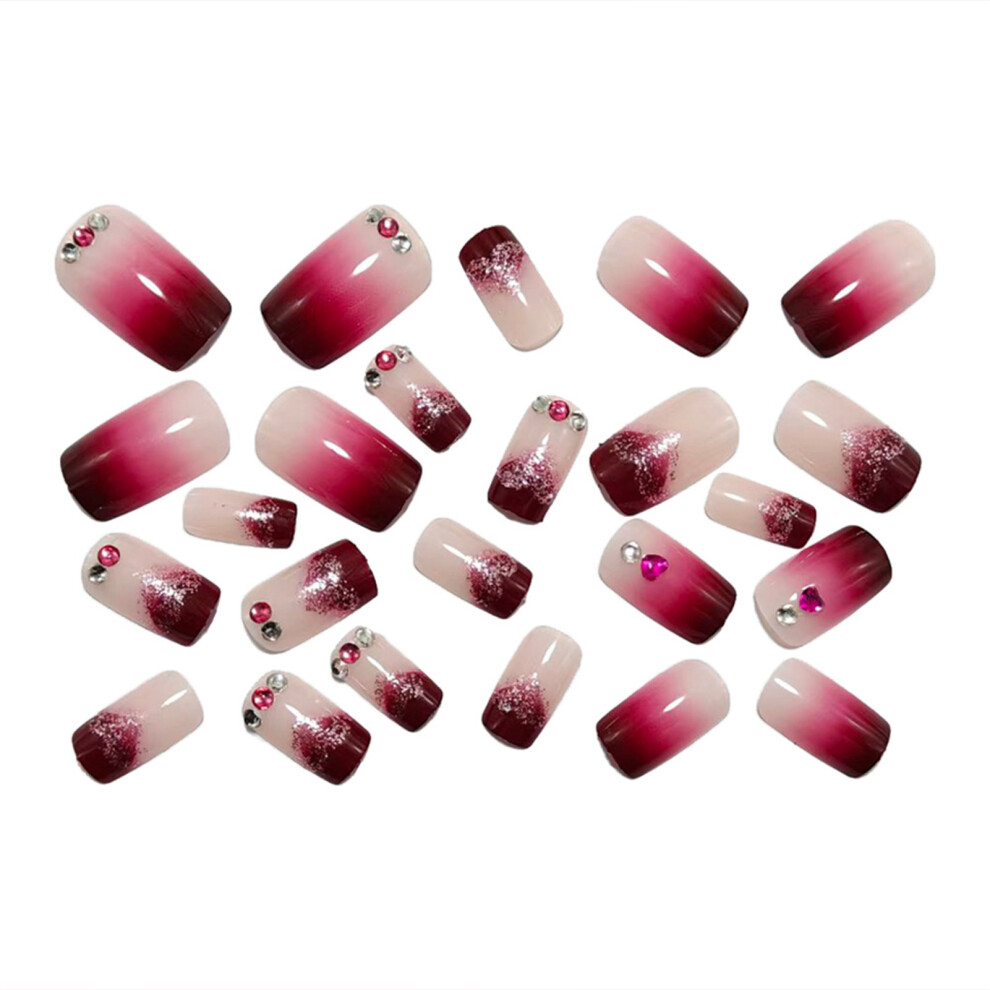 Hue-Grain Gradient Glitter False Nails 24Pcs Valentine Wedding