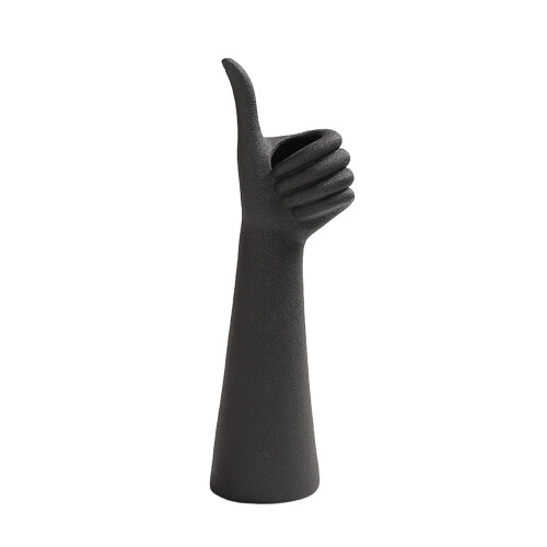 Daumenförmige Keramikvase, schwarz oder weiß, 22 x 10 cm & 28 x 7 cm