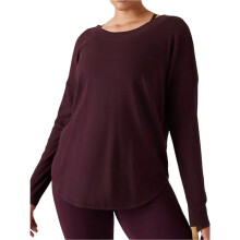 Dames Casual Yoga-Top met Open Rug en Lange Mouwen, Workoutshirt, Gym Fitness Sportkleding Kleur van Gebrande Baksteen S