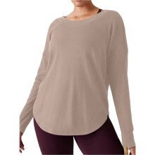 Dames Casual Yoga-Top met Open Rug en Lange Mouwen, Workoutshirt, Gym Fitness Sportkleding Kaki S