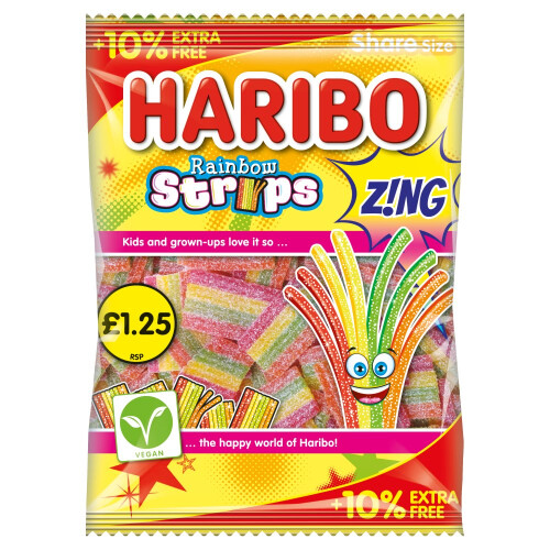 Haribo HARIBO Rainbox Strips Bag 143g (Pack of 12)