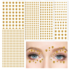 973Pcs Gold Face Gems and Body Rhinestones Stickers, 4 Sizes, SkinSafe for Festivals and Makeup