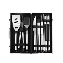 10 Piece Stainless Steel BBQ Grill Tool Set with Ergonomic Long Handles and Compact Storage Box