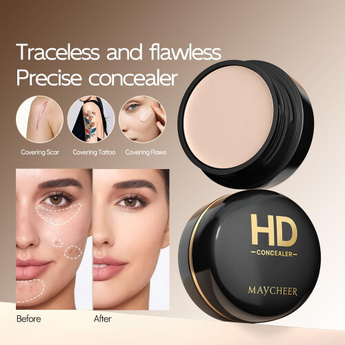 Full Coverage Waterproof Concealer Palette, Hydrating Matte Cream for Dark Circles (140) 1
