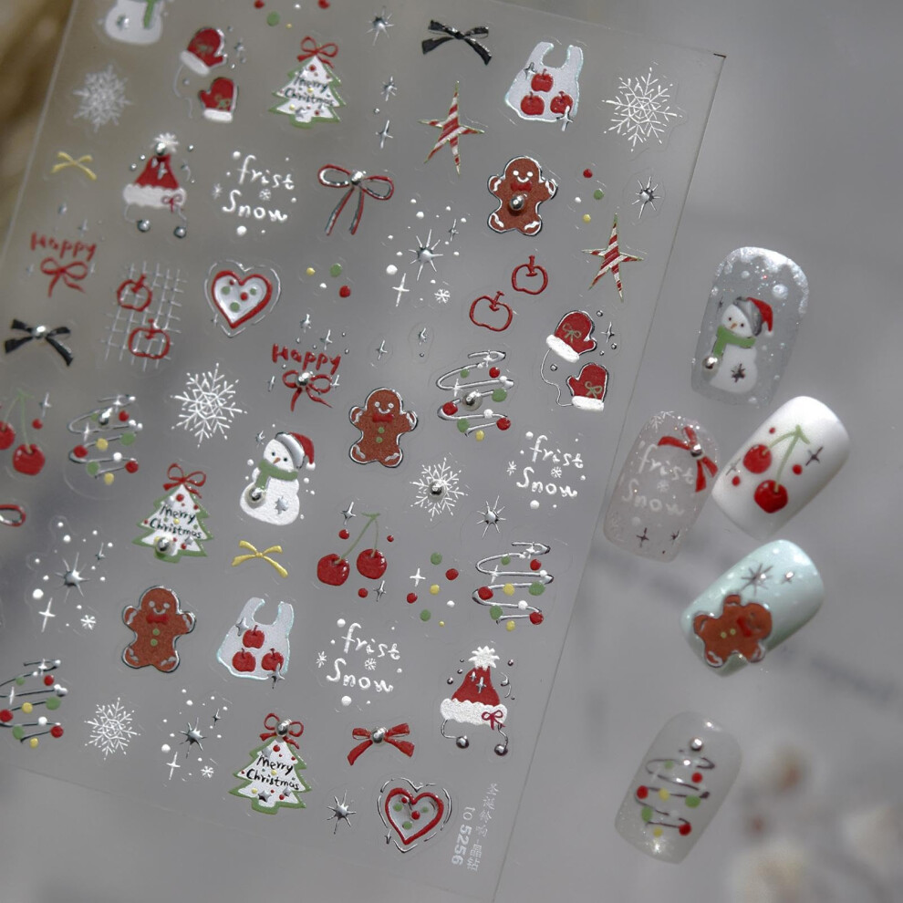 Christmas Nail Stickers 3D SelfAdhesive 5D Embossed Santa Snowman Tree Festive Nails Decals Sheet