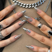 24Pcs Reusable Soft Gel Press On Nails Long French Tip Fake Nails for Women DIY Manicure