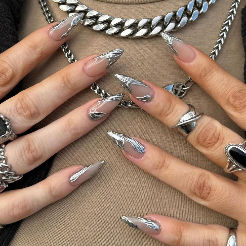 24Pcs Reusable Soft Gel Press On Nails Long French Tip Fake Nails for Women DIY Manicure