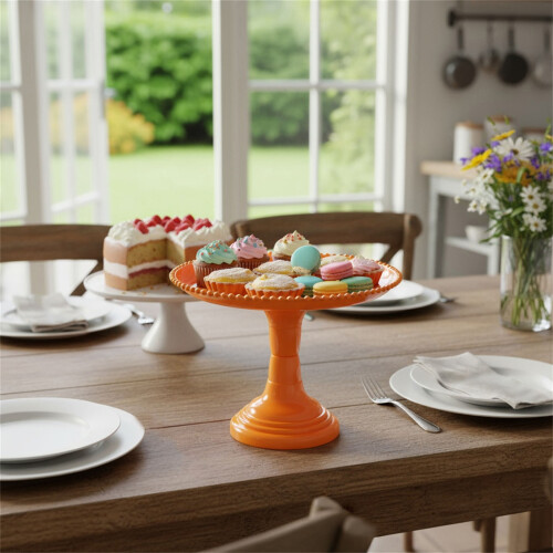 Elevated Plastic Cake Stand for Dessert Party Display-White 1