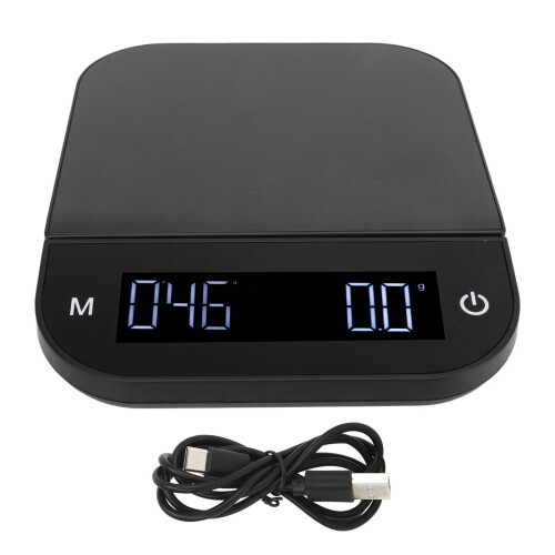 Bilancia digitale per caffè con precisione di 0,1 g e timer portatile.