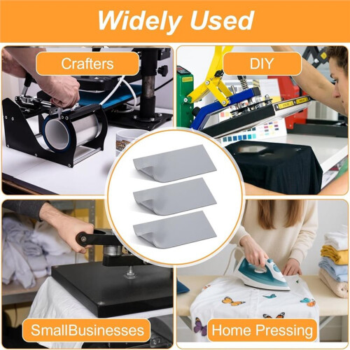3 Pcs Silicone Heat Press Mat Pad, Double Sided Use, 1/8" X 4" X 8", High Temp Resistance for HTV Projects 1