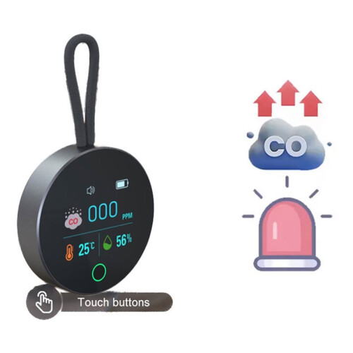 Carbon Monoxide Detector Touch Button Environmental Monitoring Magnetic Mounting 1000mAh Tools 2