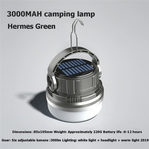 Portable Camping Light Waterproof USB Solar Charging 3000mah 6-Speed Adjustable B 1