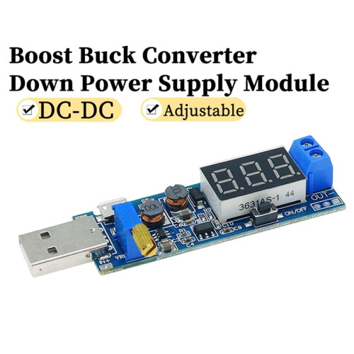 Micro Adjustable Power Boost Buck Converter USB Step /Down Power Supply Module  5V to DC1.2V-24V Adjustable Output A 2