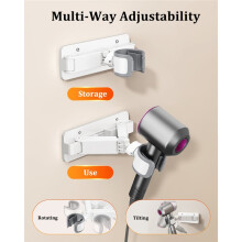 Wandhouder voor Föhn, Badkameropbergrek voor Föhn, Handsfree Plankjes, Organizer voor Haarstylingtools