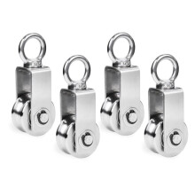 Cable Pulley Wheel Stainless Steel, 4 Pack M34 Single Pulley Snatch Block,for Lifting System Gym Equipment, 551 Lbs Load