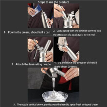 Dozownik do Bitej Śmietany O Pojemności 500 Ml, Przenośny Aluminiowy Dozownik do Kremu, Pianka do Ciasta, Syfon, Butelka z Wyciskaczem, Kuchenne