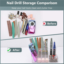Nail Drill Holder,28 Holes Transparent Acrylic Nail Drill Bits Holder, Professional Nail Tools Organizer and Storage Box