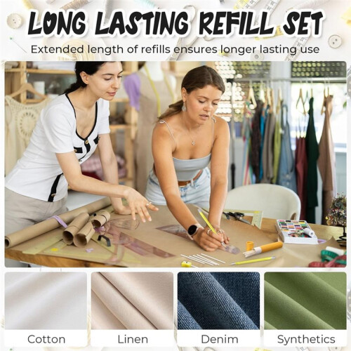 Chalk Pencil Refillable Set, Sewing Tailors Chalk Pencil and White Refill Fabric Markers for Different Fabric Patterns 1