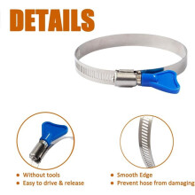 2pc 4 Inch Key Type 201 Stainless Steel Gear Hose Clamps Size Range 91-114mm Clamps for Dust Collector and Automotive