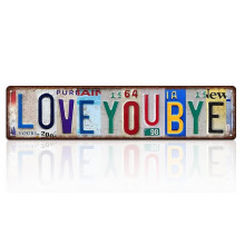 Tin Sign Love You Bye Above Door Wall Decor, Romantic Bedroom Hallway Entryway Wall Art 16x4 Inches