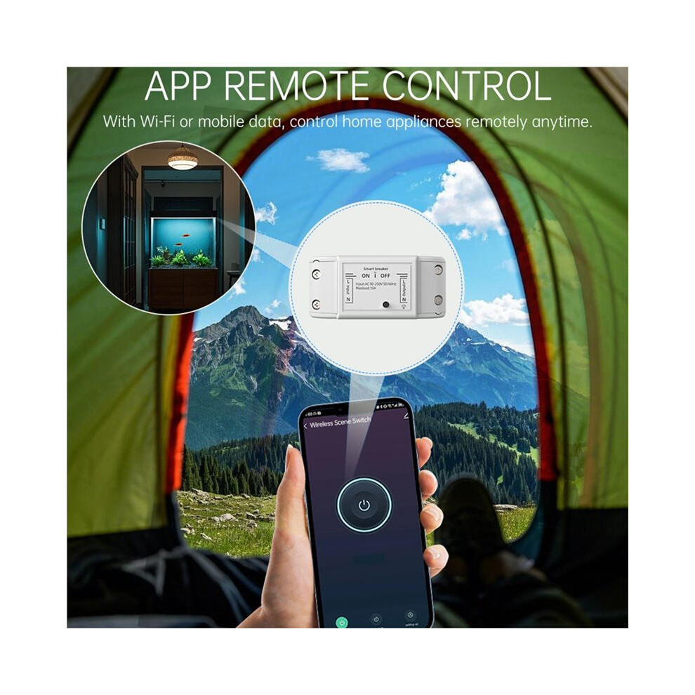 Tuya Wifi 10A Breaker Module Timer Relay Voice Wireless Remote Control For Home Light 6032309192449