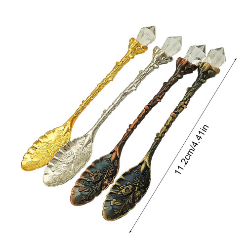 Crystal Head Decorative Kirsite Spoon Rustproof-Bronze 1