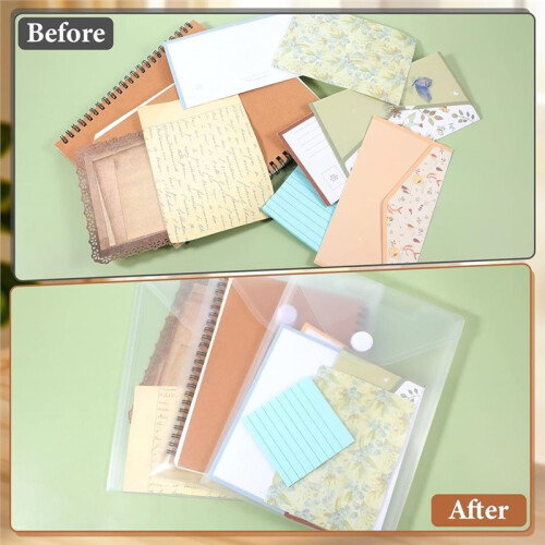 50Pack 7x9.8''Clear Plastic Envelopes Hook Loop Closure Receipt Stickers Storage Holder Reusable Small Plastic Envelope 2