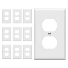 10-Pack White Duplex Wall Plates - 1-Gang, Unbreakable Polycarbonate
