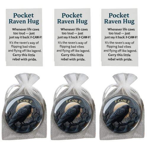 Gothic-Krähen-Token aus Kunstharz im Taschenformat mit-3er-Pack