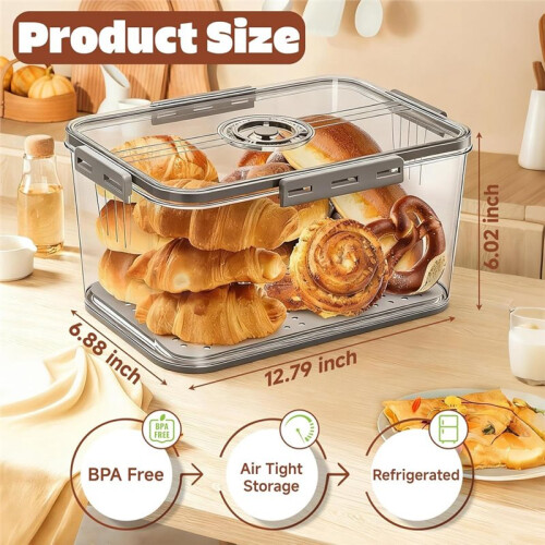 Bread Box for Kitchen Countertop Airtight Bread Storage Container with  Recording Lid Bread Keeper for Bread 1
