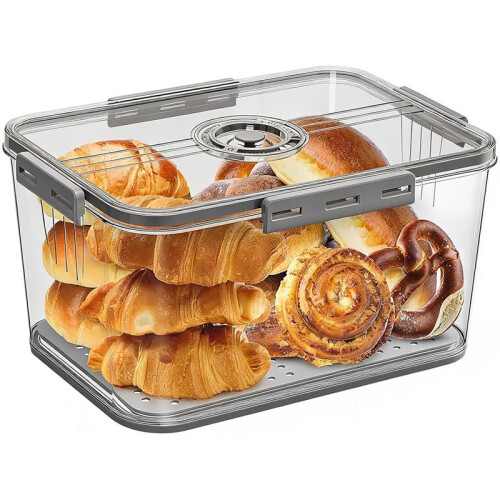 Bread Box for Kitchen Countertop Airtight Bread Storage Container with  Recording Lid Bread Keeper for Bread