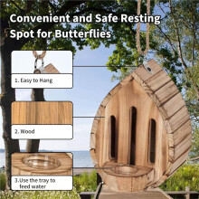 Hängendes Schmetterlingshaus Aus Holz, DIY-Naturhabitat mit Futterstelle für Gartenschmetterlinge und Bienen, Bestäuberhaus