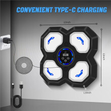 Music Boxing Machine for Kids and Teens Adults, Trainer Equipment with Gloves, Wall Boxing Music Workout Machine Black
