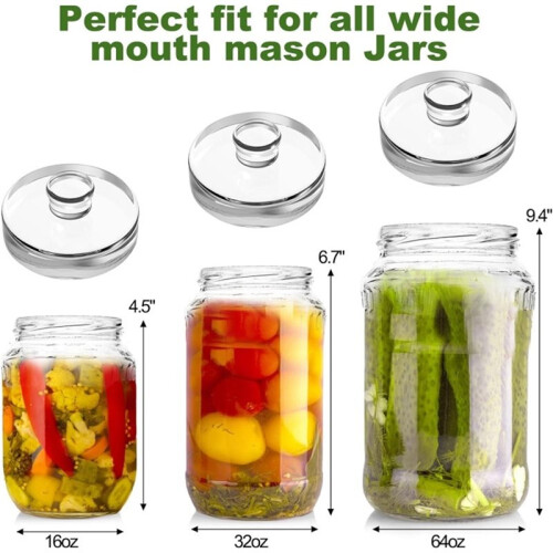 4 Pack Grip Handle Glass Fermentation Weights Great Mason Jar Wide Mouth Canning Fermenting Pickling Weight