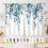 (2pc, A Eucalyptus Navy) Kitchen Window Curtain Set – 2 Panels & 1 Valance, Fork & Spoon Pattern, Rod Pocket 1