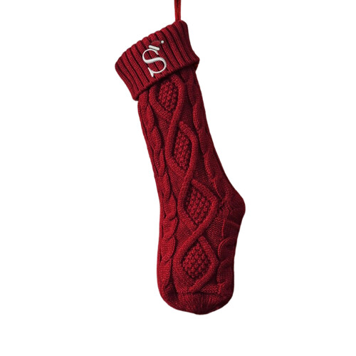 Bas de décoration de noël avec alphabets brodés,-Rouge S