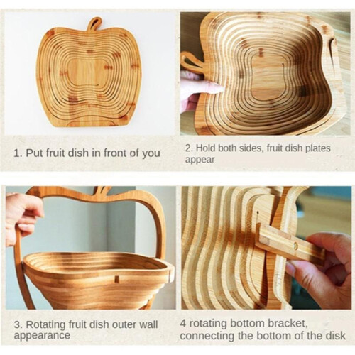 Bamboo Folding Fruit Basket Chopping Board Vegetable Bowl Trivet Foldable Storage Container Tray 1