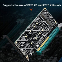 PCIEX8 PCIE5.0 Dual NVMe M.2 M-Key Array Expansion Card PCIe Splitter Card for 2230/2242/2260/2280/22110 SSD