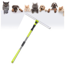 2 in 1 Silicone Floor Squeegee Broom with 51in Long Handle, Hair‑Resistant for Bathroom and Concrete Cleaning