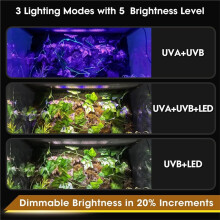 Lampe UVB pour Reptiles de 30 cm (12 Pouces), Minuterie 4 H/8 H/12 H, 3 Modes D'Éclairage, 5 Niveaux de Luminosité, Lampe UVA/UVB 12 W, Prise UE