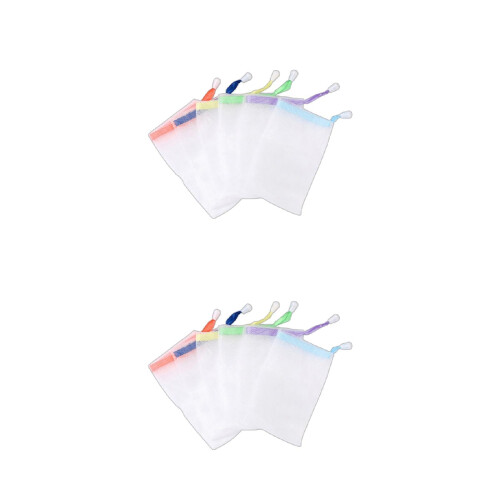 Foaming Soap Net 2 Pack with Drawstring for Shower, Gentle Cleansing Reusable Mesh Soap Saver 2