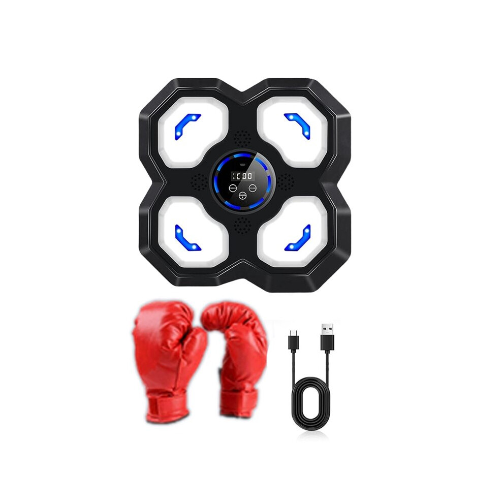 Brecantia Music Boxing Machine For Kids And Teens Adults, Trainer Equipment With Gloves, Wall Boxing Music Workout Machine Black