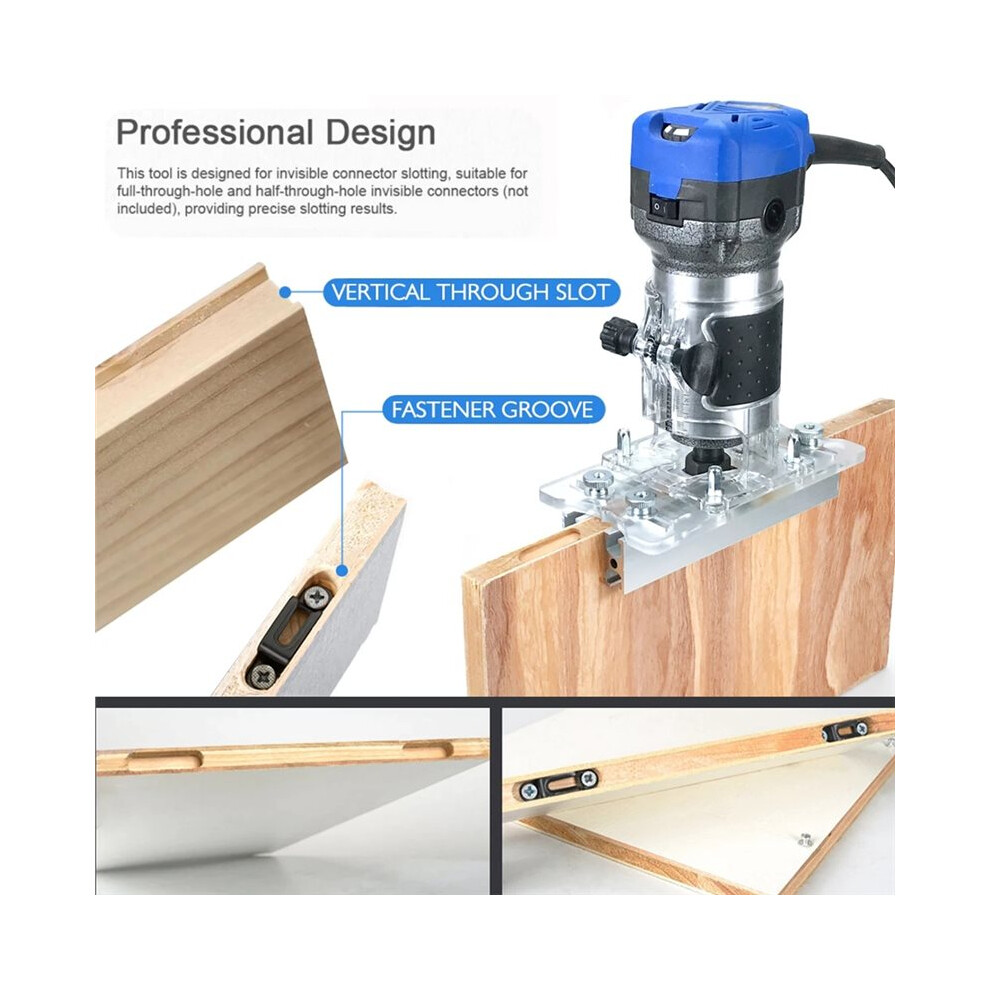 2 In 1 Transparent Fastener Slotting Bracket Woodworking Router Base Tool Adapter Furniture Diy Concealed Trimmer Base 6033075522348
