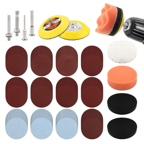 Conjunto de 131 Discos de Lixa para Furadeira, Kit de Lixas de 7,6 cm (3 Polegadas) para Uso A Seco e Úmido, com Grãos de 60 A 10000, para Polimento 1