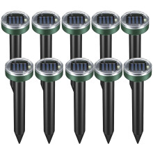 Solar Mole Repellent Stakes 10 Pack, Solar Powered Animal Deterrent for Yard, Waterproof and Wide Coverage