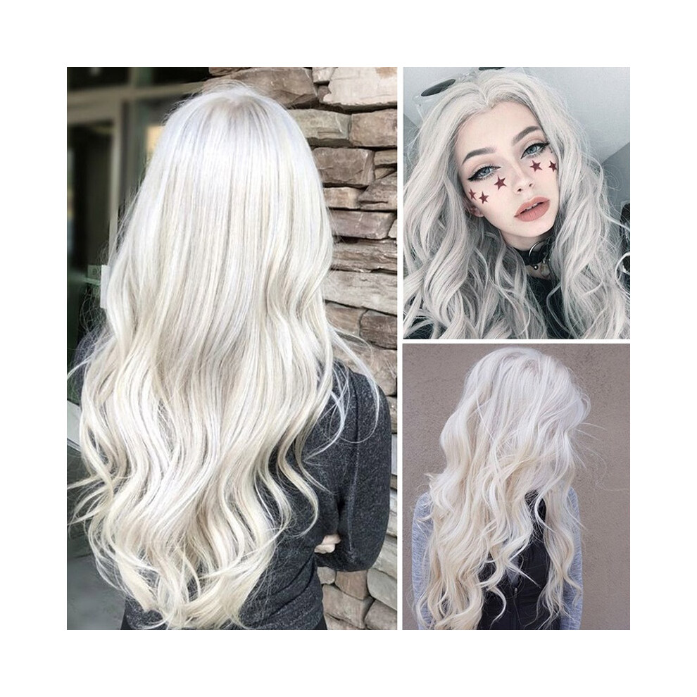 Reach-Tools Heat Resistant White Long Curly Wig