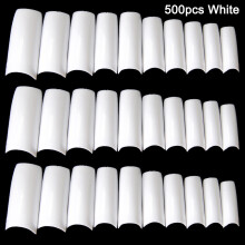 (500pcs White) 50pcs French False Nails Acrylic UV Gel Tips